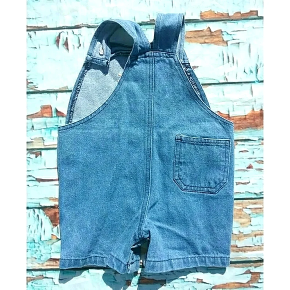 🪲HP! Vintage | Denim Embellished Infant Spring Shortalls 6/9m